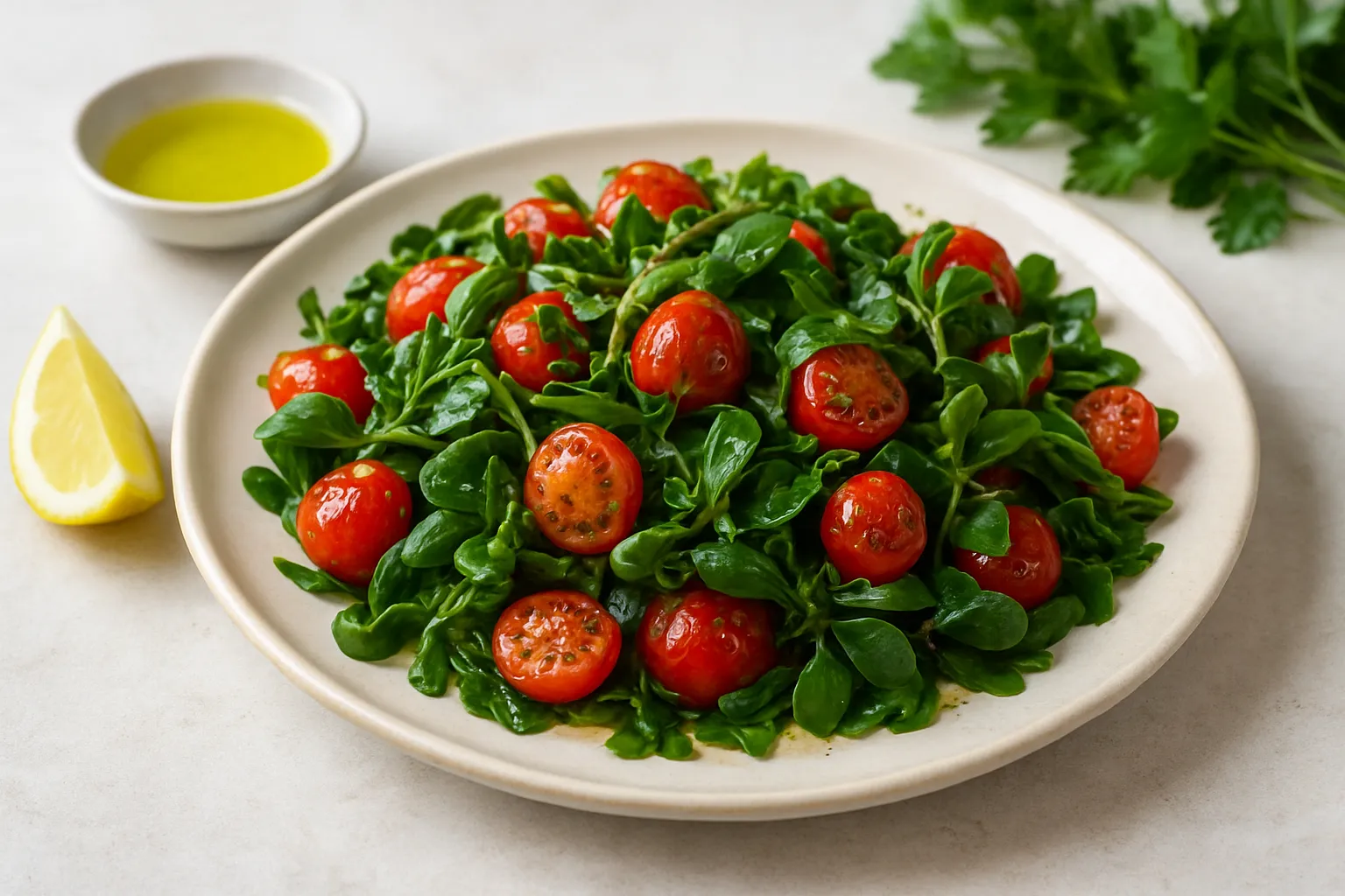 Lemon-Roasted Purslane & Cherry Tomato Mix