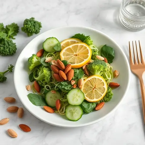 Vibrant Broccoli Sprout, Cucumber & Lemon Salad with Almonds