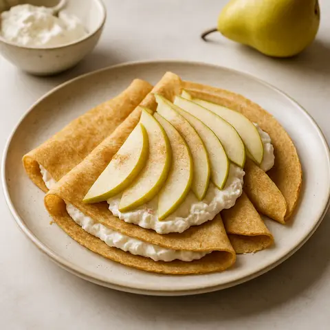 Nutritious Millet Crepes with Light Ricotta and Pear Slices