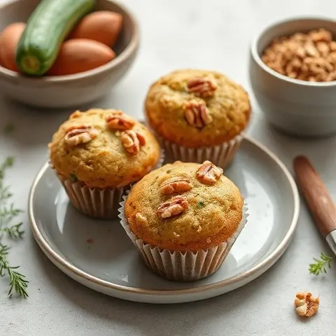 Zucchini Muffins with Walnut Crumble