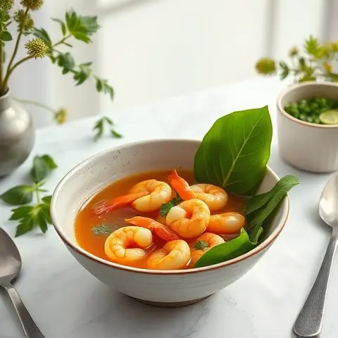 Ginger-Garlic Shrimp Soup with Bok Choy