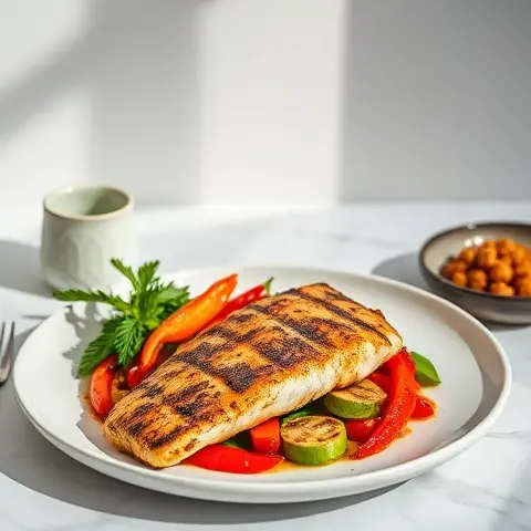 Cajun Blackened Mahi-Mahi with Charred Peppers