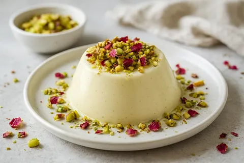 Pistachio Rosewater Panna Cotta