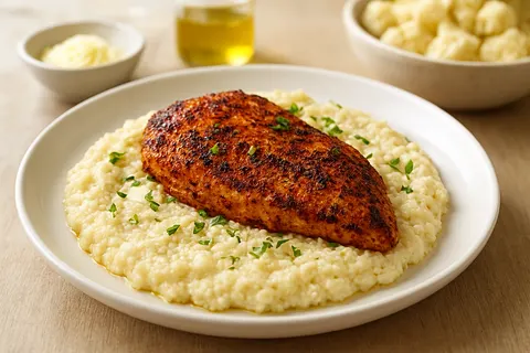 Cajun Blackened Chicken with Cauliflower Grits