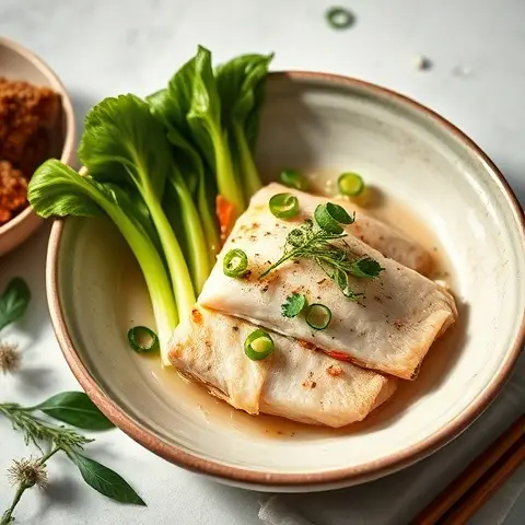 Miso-Free Ginger-Scallion Steamed Fish with Bok Choy