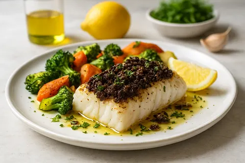 Baked Cod with Olive Tapenade