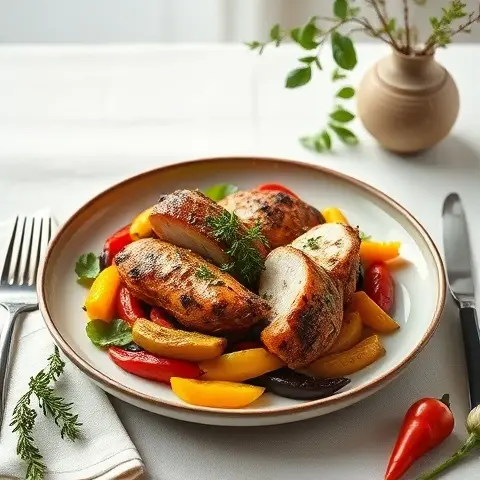 Moroccan-Spiced Chicken with Roasted Peppers