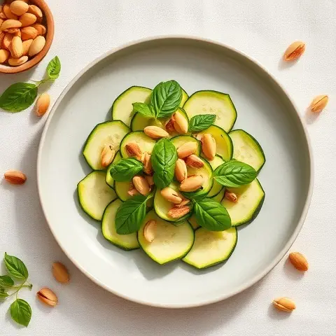 Basil-Pistachio Zucchini Carpaccio (No Cheese)