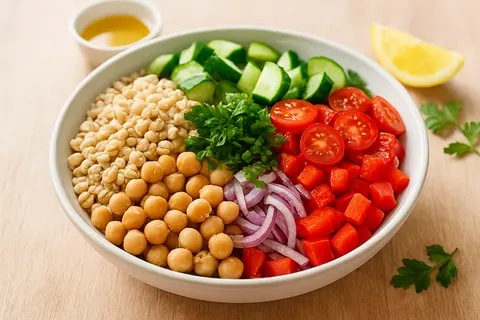 Mediterranean Cold Farro-Free Grain Bowl