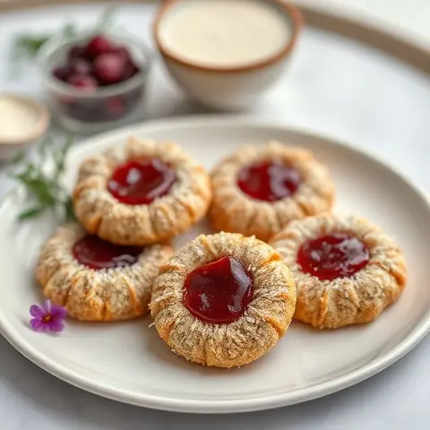 Chia-Coconut Jam Thumbprint Cookies
