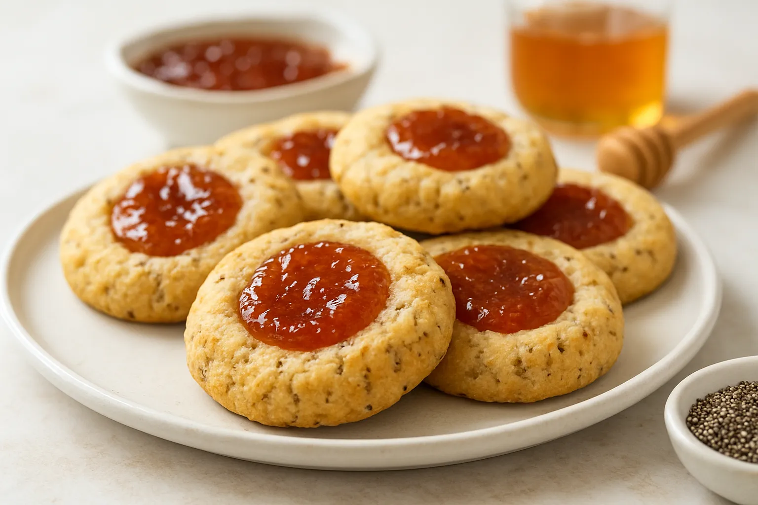 Chia-Coconut Jam Thumbprint Cookies