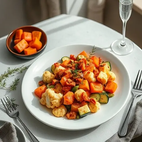 Smoked Paprika Cauliflower & Zucchini Tray Bake