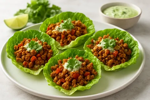 Turkey Lettuce Cups with Cilantro-Lime Sauce