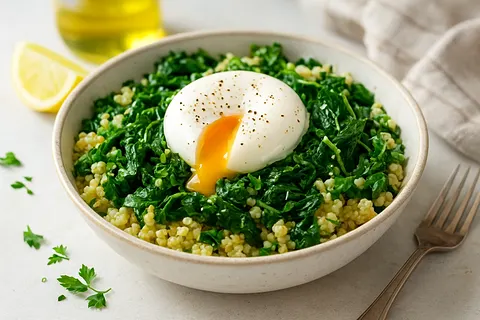 Nutritious Millet & Spinach Bowl with Poached Egg
