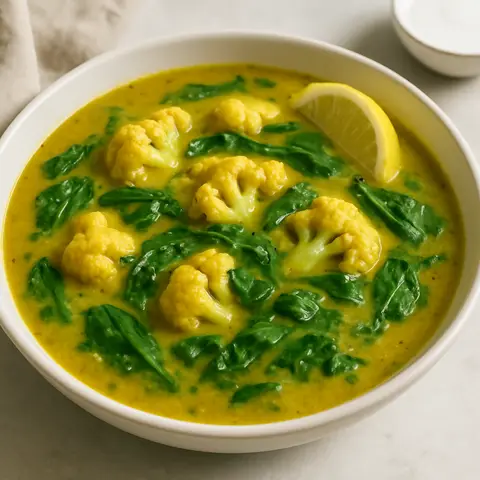 Curried Cauliflower & Spinach Soup