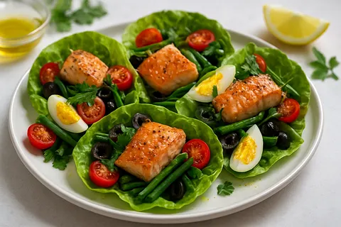 Salmon Niçoise Lettuce Cups