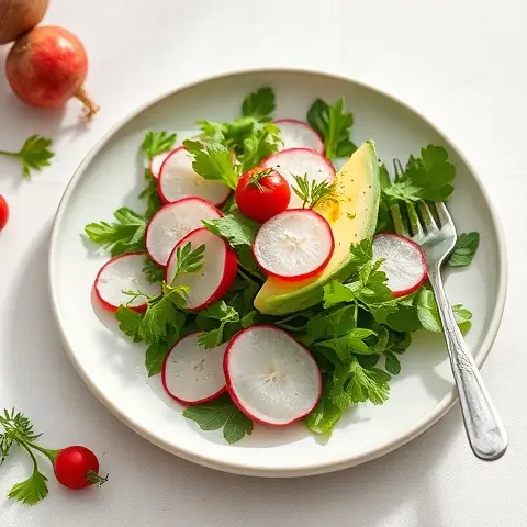 Radish, Watercress & Avocado Salad with Lemon Zest