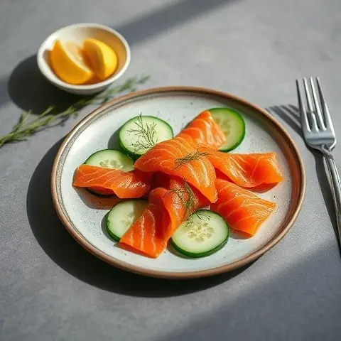 Nutritious Smoked Salmon and Cucumber Plate with Dill