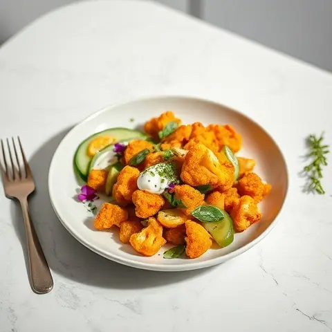 Curried Cauliflower & Cucumber Raita-Style Salad