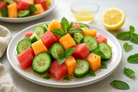 Refreshing Melon & Cucumber Breakfast Plate with Mint