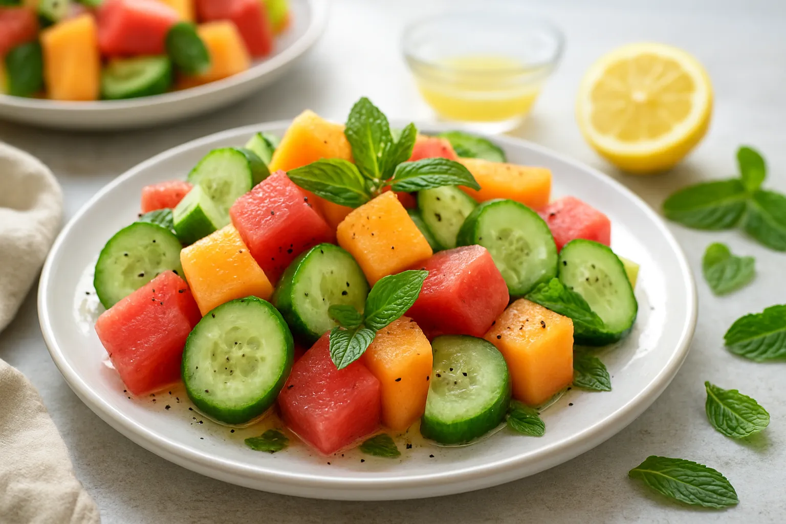 Refreshing Melon & Cucumber Breakfast Plate with Mint