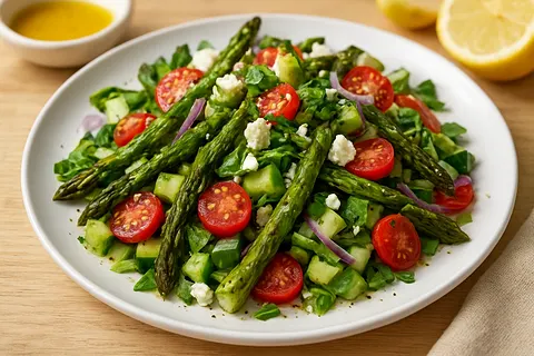 Charred Asparagus & Melon Salad (Optional Melon-Free)
