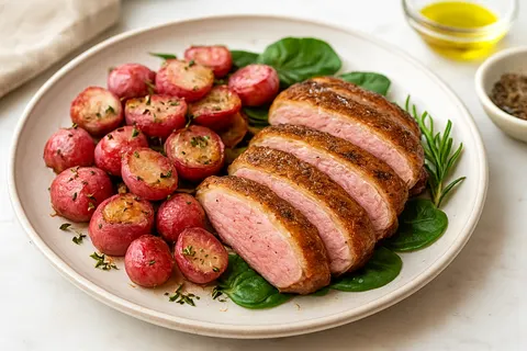 Pan-Seared Duck Breast with Roasted Radishes
