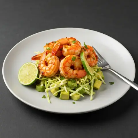 Chili-Lime Shrimp with Avocado Cabbage Slaw