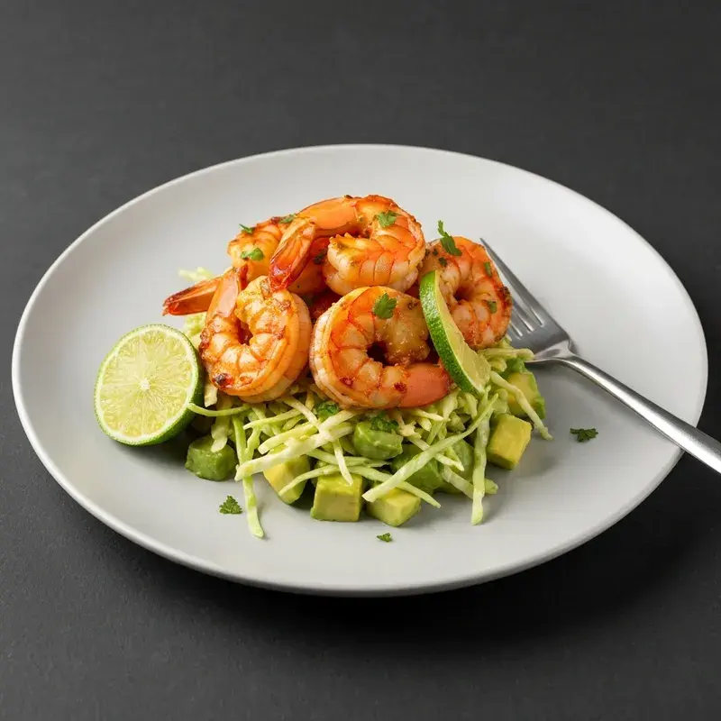 Chili-Lime Shrimp with Avocado Cabbage Slaw