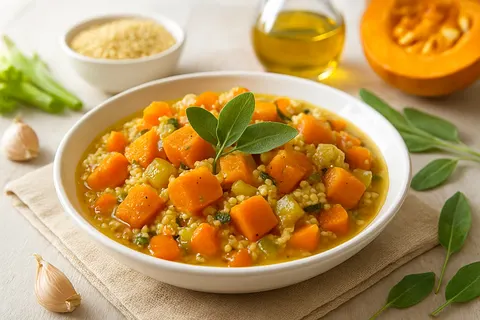 Nutritious Millet & Roast Pumpkin Stew with Fresh Sage