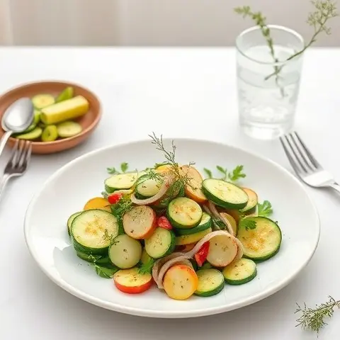 Zucchini and Fennel Salad with Olive Oil and Dill