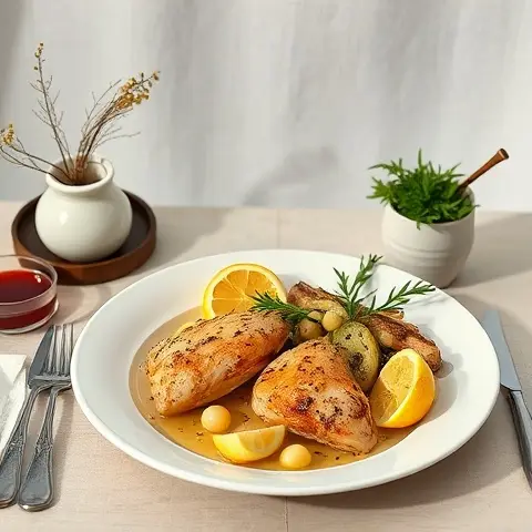Lemon-Garlic Roasted Chicken and Artichoke Tray Bake