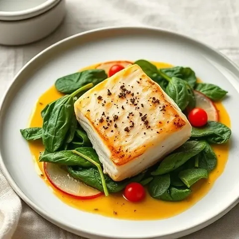 Coconut-Curry Cod with Spinach