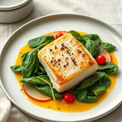 Coconut-Curry Cod with Spinach