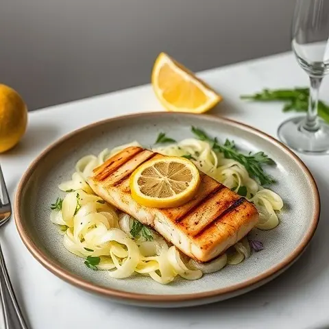 Lemon-Garlic-Infused Grilled Swordfish with Fennel Salad