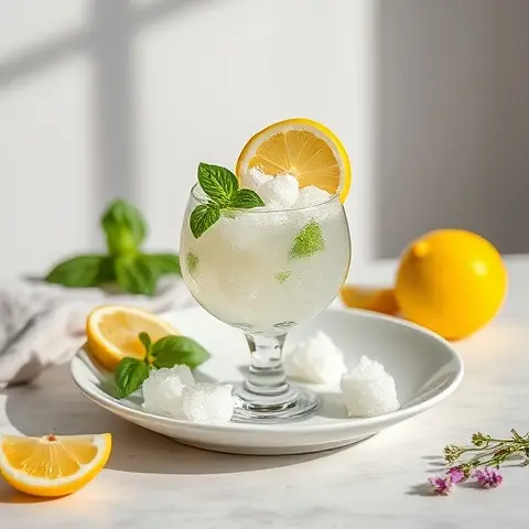 Refreshing Lemon Basil Granita