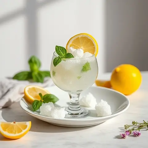 Refreshing Lemon Basil Granita