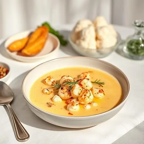 Lobster Bisque-style Cauliflower Soup (No Cream)
