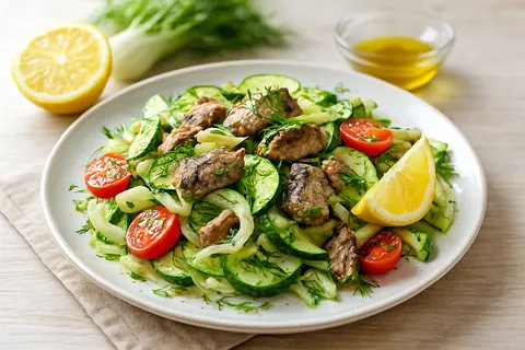 Lemon-Dill Zucchini & Sardine Salad with Fennel