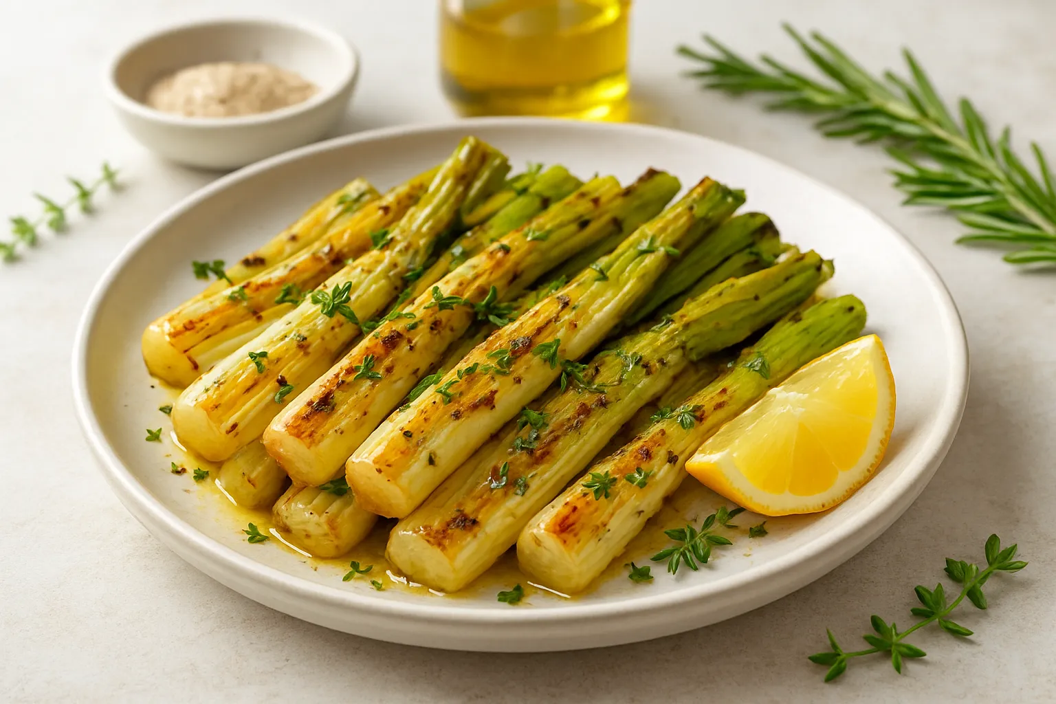 Lemon-Herb Grilled Baby Leeks
