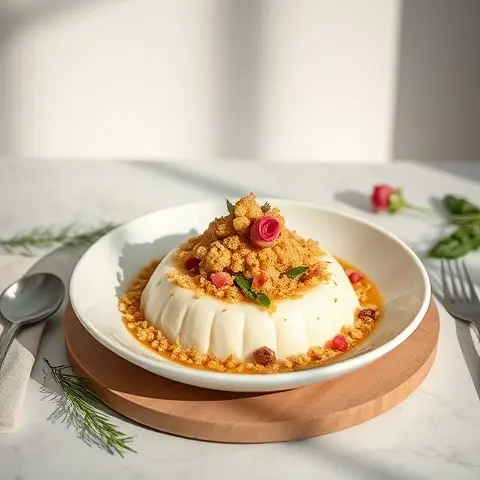 Rose Pistachio-Free Muhallebi with Sunflower Crumble