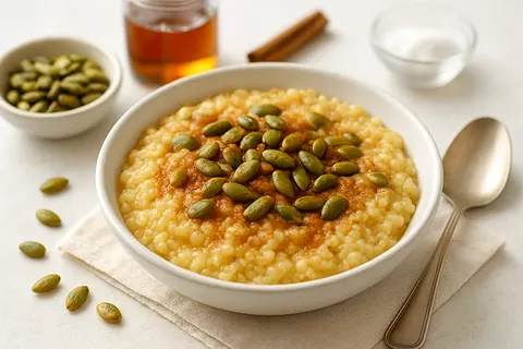 Nutritious Millet Porridge with Toasted Pumpkin Seeds and Cinnamon