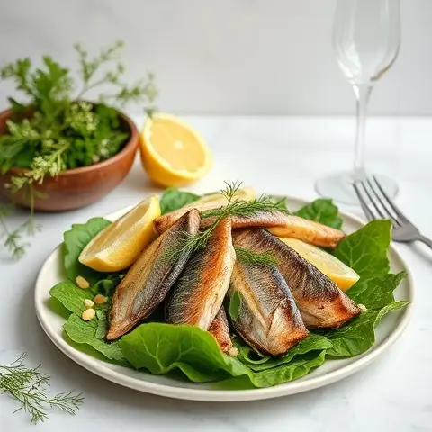 Lemon-Dill Sardine Salad over Greens
