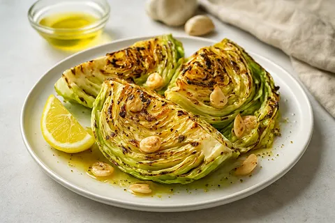 Grilled Cabbage Wedges with Garlic