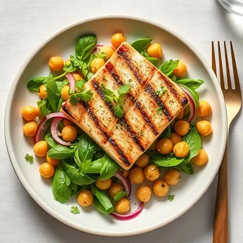 Grilled Swordfish & Chickpea Salad