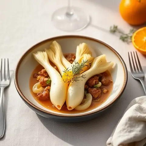 Bone Broth Braised Fennel with Orange Zest