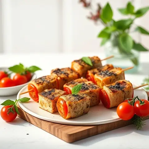 Grilled Sardine and Tomato Skewers