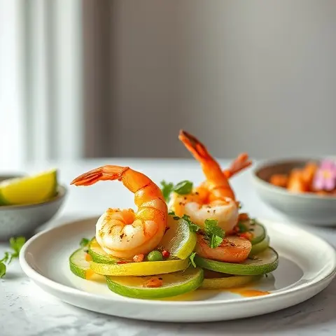 Chili-Lime Grilled Shrimp on Jicama Slices
