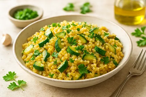Warm Millet Risotto with Zucchini and Parsley