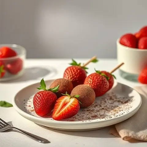 Cocoa-Dusted Strawberry Skewers